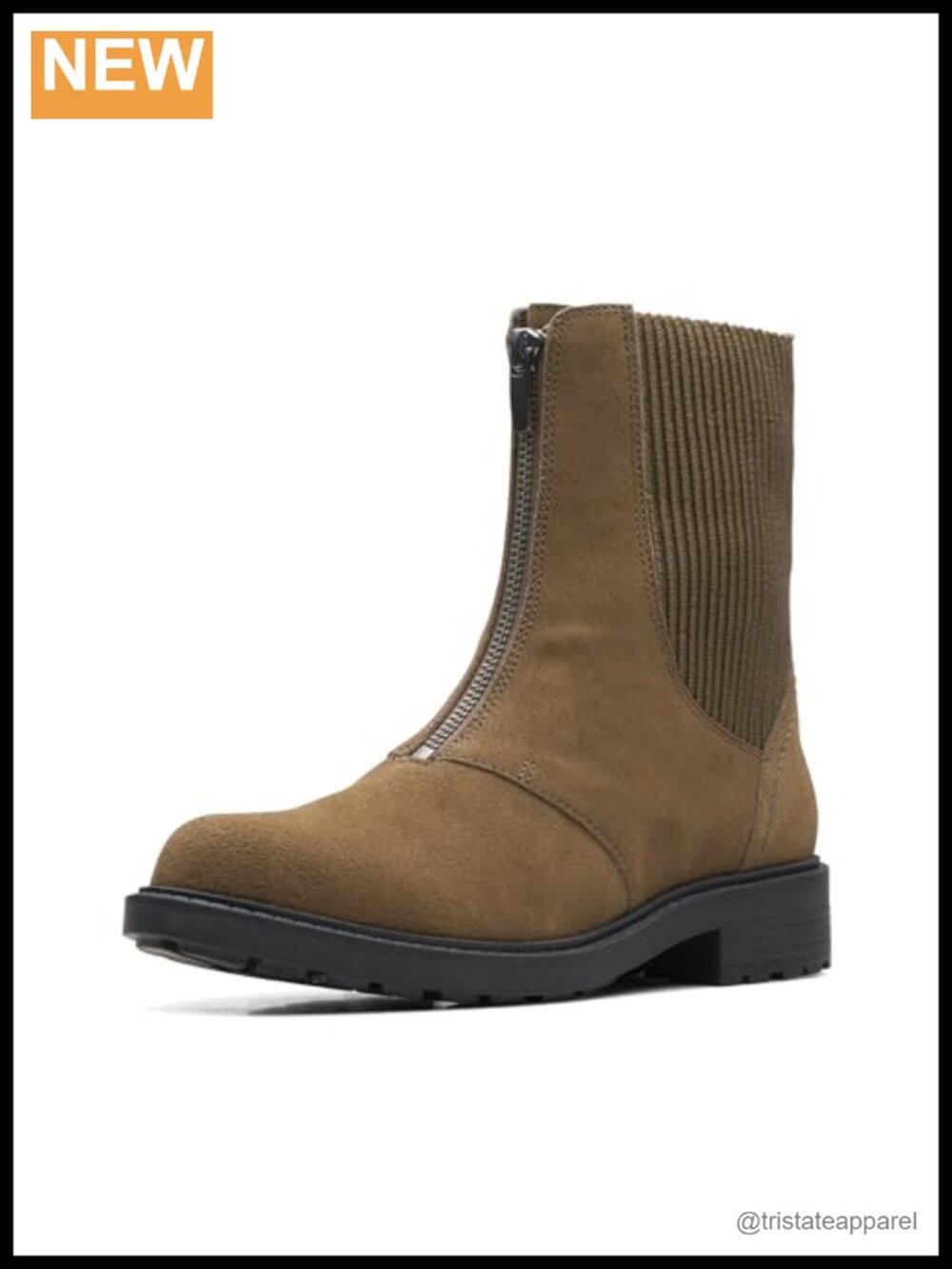 Clarks Ankle Boots Suede Zip Up Chelsea Booties Block Heel